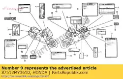 Aqui você pode pedir o etiqueta, acessório l em Honda , com o número da peça 87512MY3610: