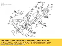 AP8102042, Piaggio Group, Par de apoios para os pés traseiros Aprilia RX Tuareg 50 125, Novo