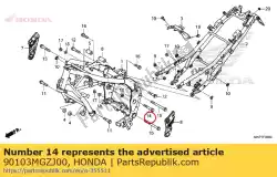 Here you can order the bolt, flange, 10x75 (dr) from Honda, with part number 90103MGZJ00: