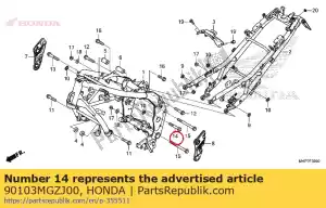 honda 90103MGZJ00 bolt, flange, 10x75 (dr) - Bottom side