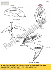 Kawasaki 560541745 marca, tanque de combustible, z300 - Lado inferior