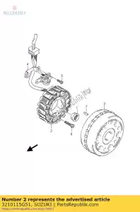 suzuki 3210115G51 stator assy - La partie au fond