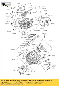 Kawasaki 110081301 head-comp-cylinder,fr - Bottom side