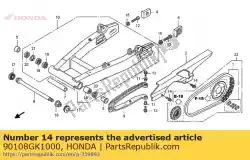 Here you can order the bolt, flange, 6x12 from Honda, with part number 90108GK1000: