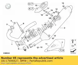 Ici, vous pouvez commander le écran thermique, collecteur d'échappement auprès de BMW , avec le numéro de pièce 18117696627: