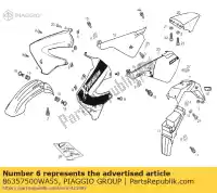 86357500WA55, Piaggio Group, radiatorafdekking links derbi senda 50 2007, Nieuw