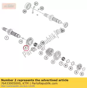 ktm 76433005000 engrenagem intermediária 5.g. - Lado inferior