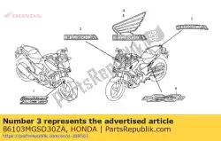 Here you can order the mark, honda (65mm) *type1* (type1 ) from Honda, with part number 86103MGSD30ZA: