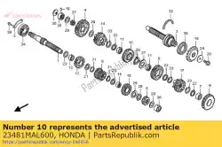 Qui puoi ordinare ingranaggio, contralbero quarto (26t) da Honda , con numero parte 23481MAL600: