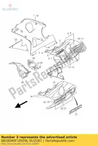 Suzuki 6818040F100JW cinta, capucha debajo - Lado inferior