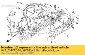 Honda 64517MCFD30 stay c, r. lower cowl - Bottom side
