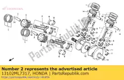 zuiger, (0. 25) van Honda, met onderdeel nummer 13102ML7317, bestel je hier online: