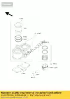 110071096, Kawasaki, liner-cylinder ex500-a1 kawasaki en er gpz kle 500 1987 1988 1989 1990 1991 1992 1993 1994 1995 1996 1997 1998 1999 2000 2001 2002 2003 2004 2005 2006 2007, Nieuw