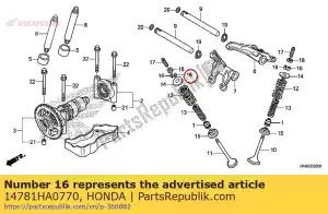 honda 14781HA0770 chaveta, válvula - Lado inferior