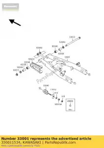 kawasaki 330011534 arm-comp-swing bn125-a1 - Onderkant