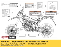 Aprilia 891189, Decalque de esquema de galpão, OEM: Aprilia 891189