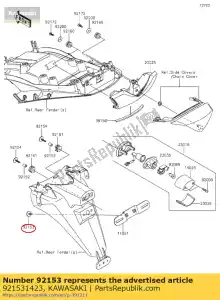 Kawasaki 921531423 tornillo, 6x16 - Lado inferior