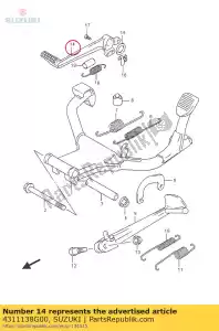 suzuki 4311138G00 pedal, freno - Lado inferior