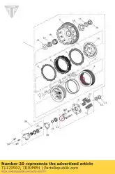 Ici, vous pouvez commander le boulon spécial m6 x 20 slv auprès de Triumph , avec le numéro de pièce T1170507: