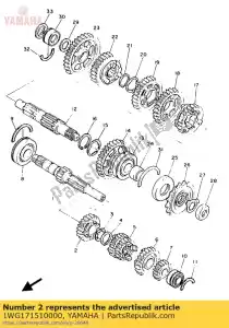 Yamaha 1WG171510000 gear, 5th pinion - Bottom side