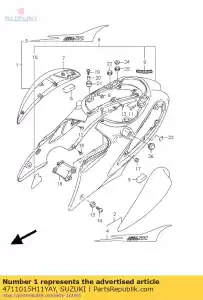 Suzuki 4711015H11YAY afdekking, frame r - Onderkant