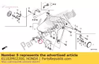 61102MGZJ00, Honda, parentesi graffa, fr. parafango honda  cb cbr 500 2013 2017 2018 2019 2021, Nuovo