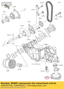 Kawasaki 490650708 óleo de filtro - Lado inferior