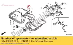 Ici, vous pouvez commander le capuchon comp., haute tension (3) auprès de Honda , avec le numéro de pièce 30733MCA003: