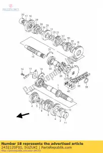 Suzuki 2432120F01 engrenagem, 2ª conduzida - Lado inferior