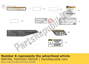 aprilia 898786 autocollant de filtre à charbon - La partie au fond