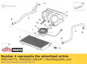 Piaggio Group AP8144775 water cooler-head tube - Bottom side