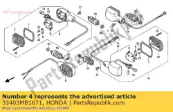 Tutaj możesz zamówić reflektor, kierunkowskaz od Honda , z numerem części 33403MB1671: