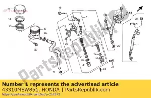 Honda 43310MEW851 mangueira comp. a, rr. freio - Lado inferior