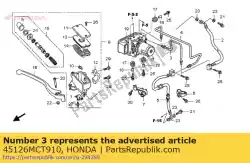 Ici, vous pouvez commander le pipe b, fr. Frein auprès de Honda , avec le numéro de pièce 45126MCT910: