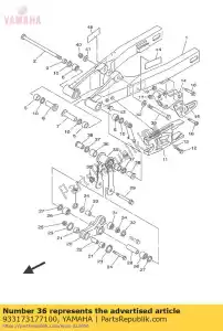 yamaha 933173177100 lager, cilindrisch (3yl) - Onderkant