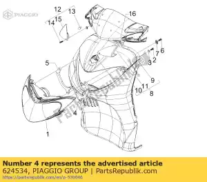 Piaggio Group 624534 lewy wspornik ustalacza reflektora - Dół