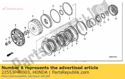 Ici, vous pouvez commander le plaque, embrayage (3) (2,3 mm) auprès de Honda , avec le numéro de pièce 22553P4R003: