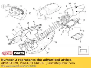 Piaggio Group AP8184128 lh carenagem traseira. branco - Lado inferior