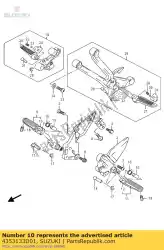 Here you can order the bar,fr. Footr.,r from Suzuki, with part number 4353133D01: