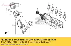 Ici, vous pouvez commander le boulon, bielle auprès de Honda , avec le numéro de pièce 13213MAL601: