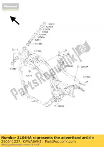 Kawasaki 310641237 pipe-comp, tube diagonal, lh - La partie au fond