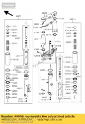 Ici, vous pouvez commander le tube de fourche extérieur droit auprès de Kawasaki , avec le numéro de pièce 440060104: