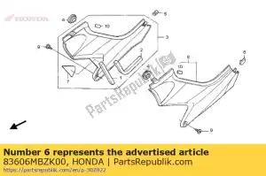 honda 83606MBZK00 gomma, l. coperchio laterale - Il fondo