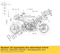 893102, Aprilia, calcomanía del guardabarros delantero abs, Nuevo