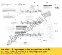 677059, Piaggio Group, decalcomania fascia scudo anteriore sinistra aprilia  lbmc50200, lbmc50201 sr sr motard zd4cs5,  50 125 2012 2013 2016 2017 2018 2019 2020 2021 2022, Nuovo