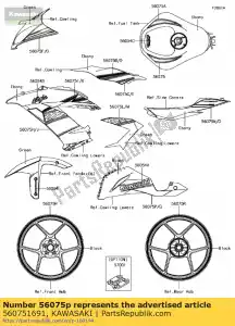 Kawasaki 560751691 patrón, lwr capucha., lh - Lado inferior