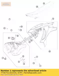 ktm 7730751303330 serbatoio carburante cpl. 7,5l sx carb 11 - Il fondo