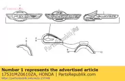 Here you can order the emblem, r. Fuel tank *type1 * (type1 ) from Honda, with part number 17531MZ0610ZA: