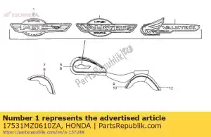 honda 17531MZ0610ZA emblème, r. réservoir de carburant * type1 * (type1) - La partie au fond