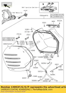 Kawasaki 14092012245W capa, bolsa lateral, lh, w.gray - Lado inferior